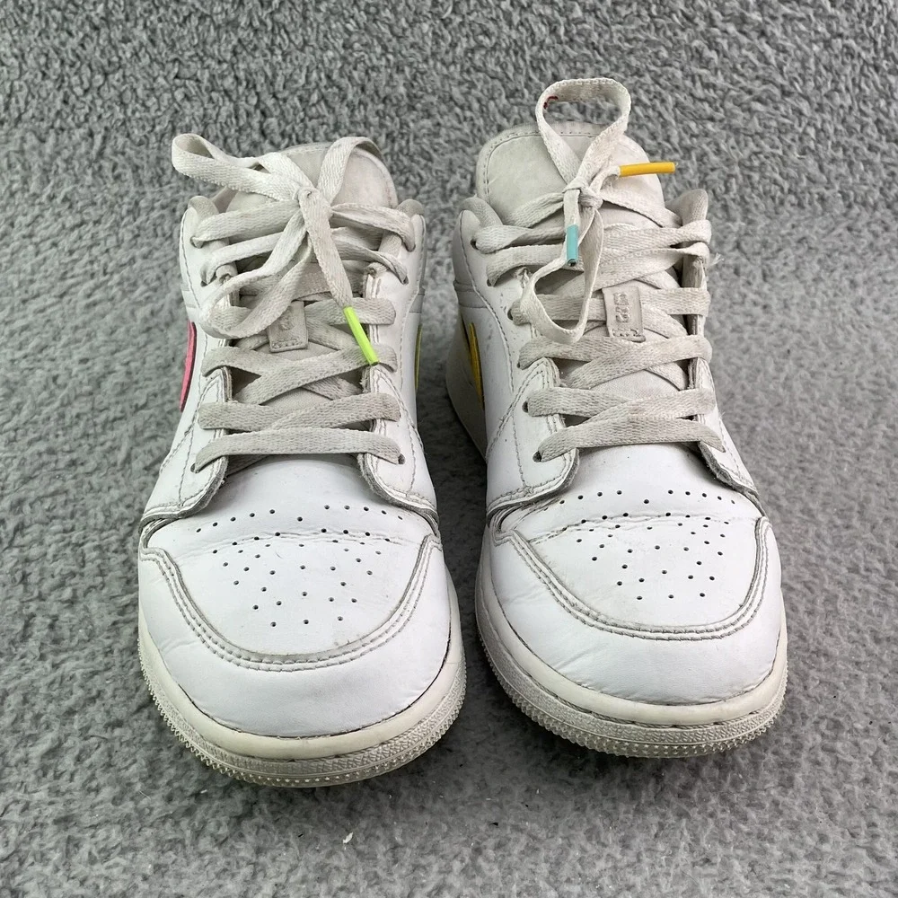 Nike Air Jordan 1 Retro Youth 5.5 Low White Neon GS Sportswear Casual Streetwear